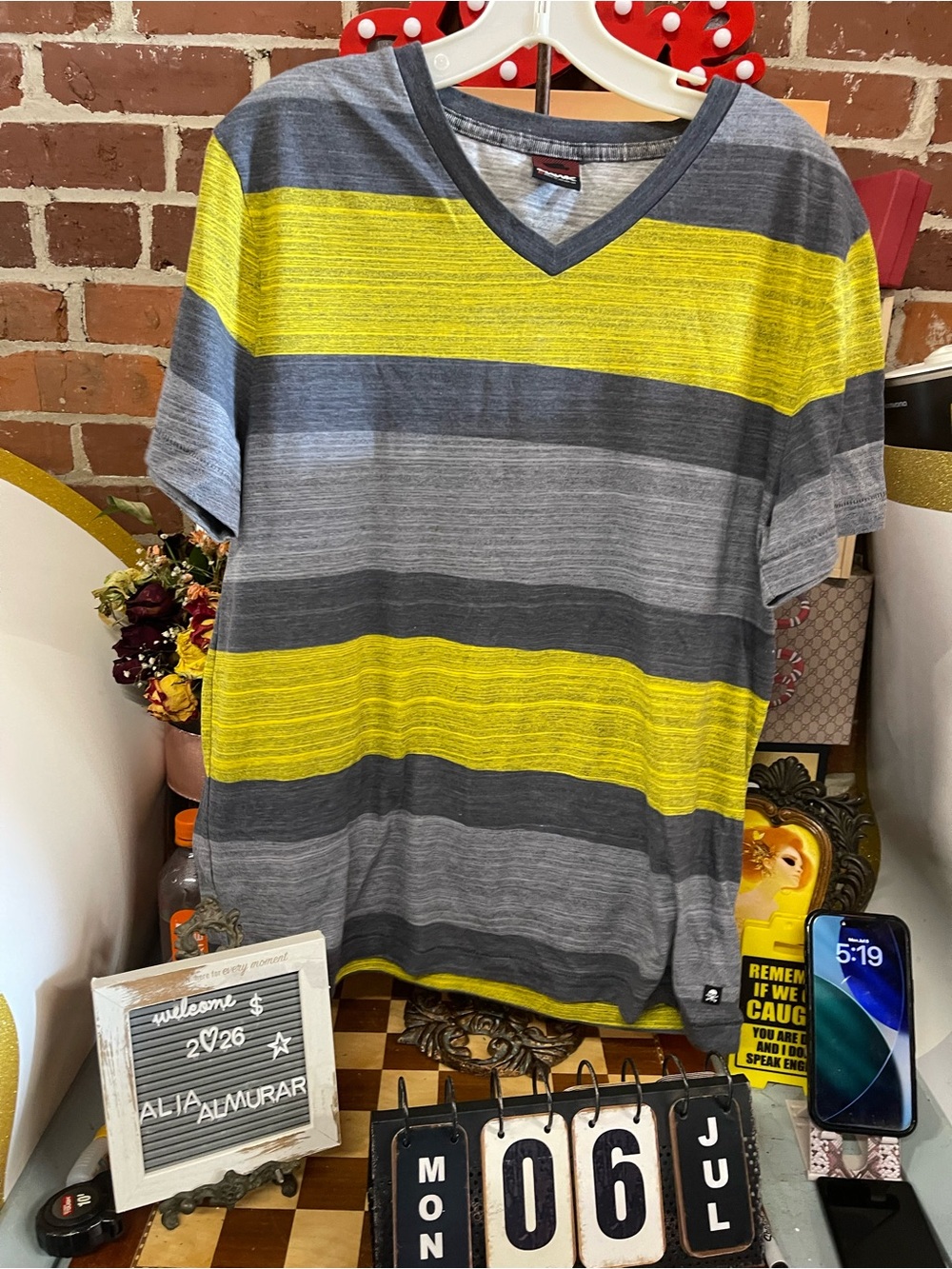 Tony Hawk Men's Yellow & Gray Striped